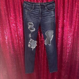 Dark Wash American Eagle Distressed Women's Jeans - Classic Skinny